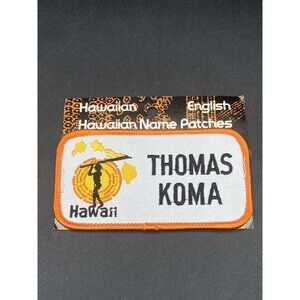NEW Name Patch Tom Koma Alii Of Hawaii Surfing Orange and Black on White